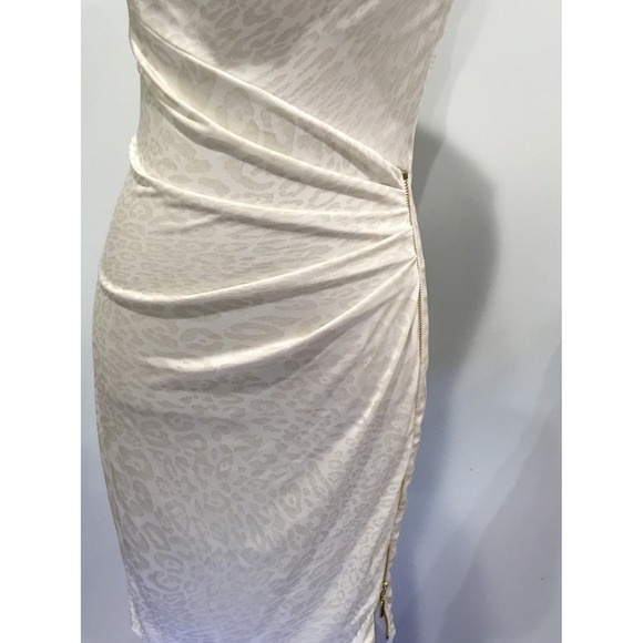 cache dress Xs Cream gold leopard print Cowl neck zipper Rebelchic glam rock - Picture 5 of 14